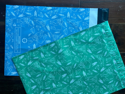 10x13 Green Cow and Chicken Biodegradable Poly Mailers