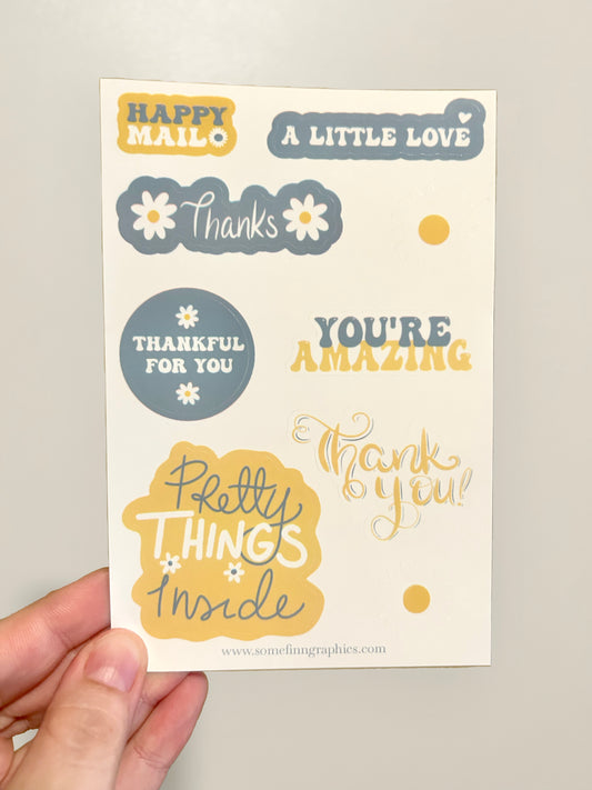 4x6 Daisy Thank You Sticker Sheets