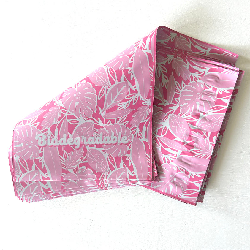 Pink Tropical Leaves 6x9 Poly Mailers