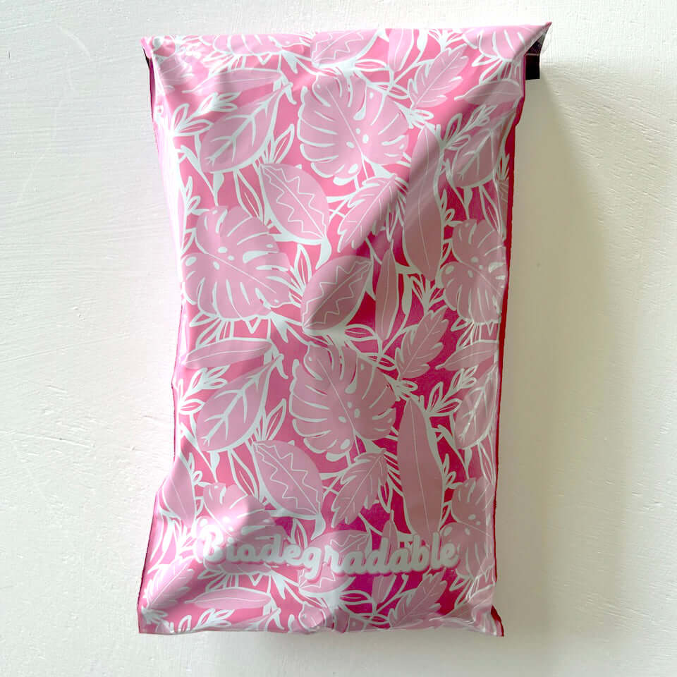 Pink Tropical Leaves 6x9 Poly Mailers