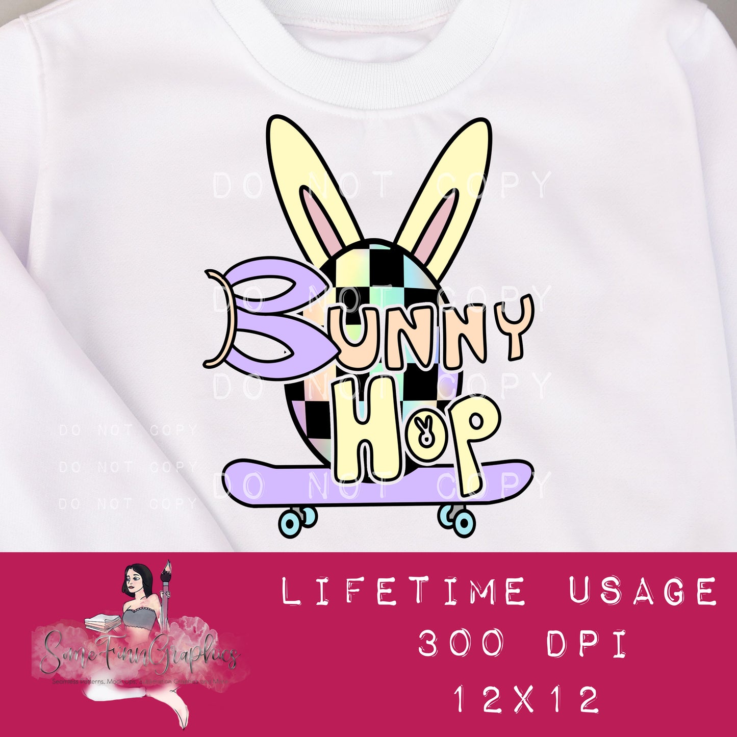 Bunny Skater Seamless and Graphics