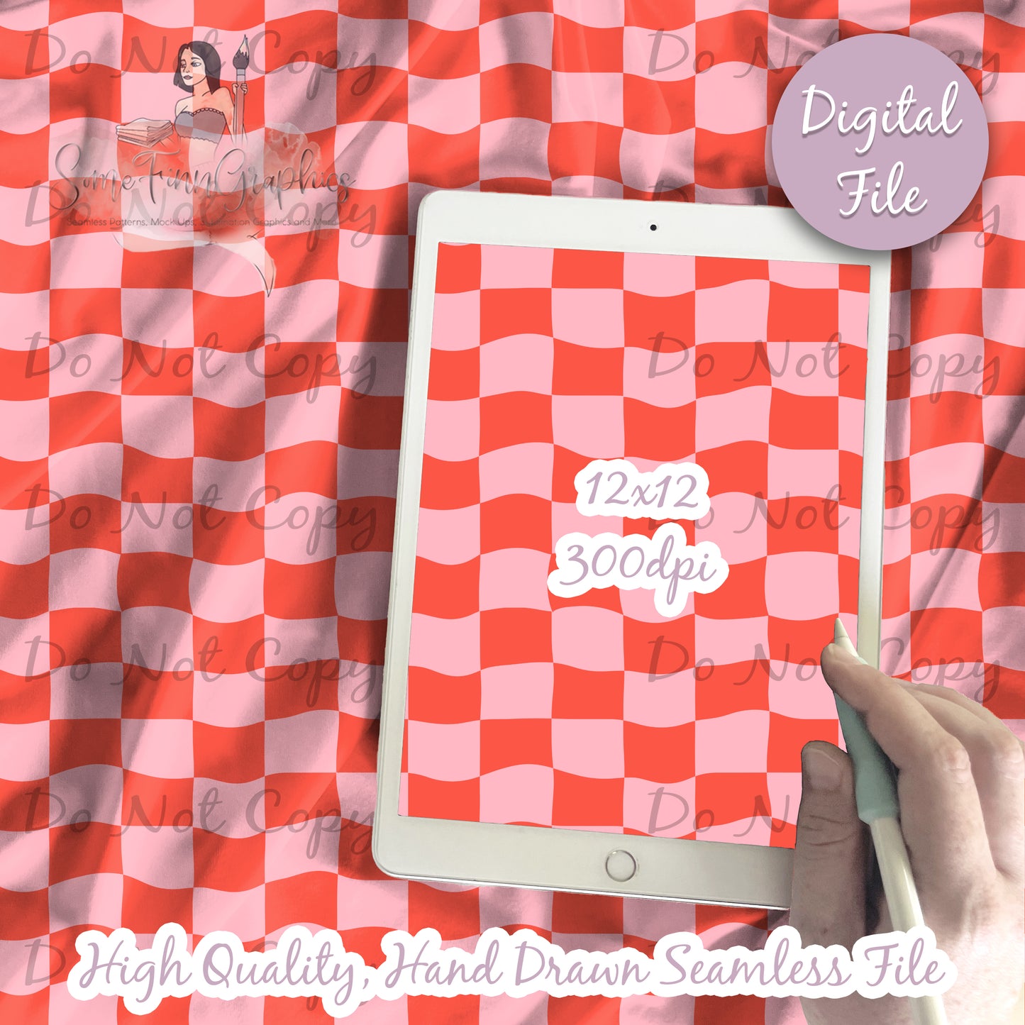 Retro Checkered Flowers Seamless and Graphics