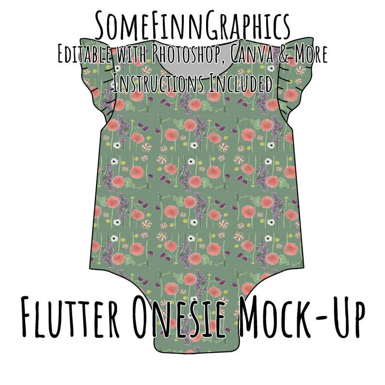 Bodysuit Flutter Sleeve Mock-Up