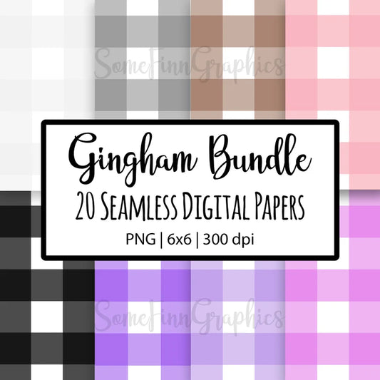 20 Gingham Seamless Digital Papers