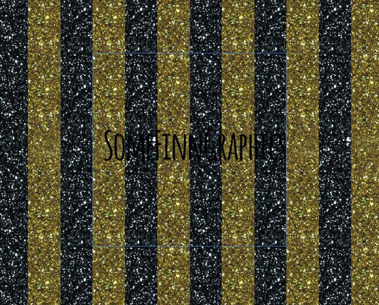 Black and Gold Glitter Stripes Digital Paper