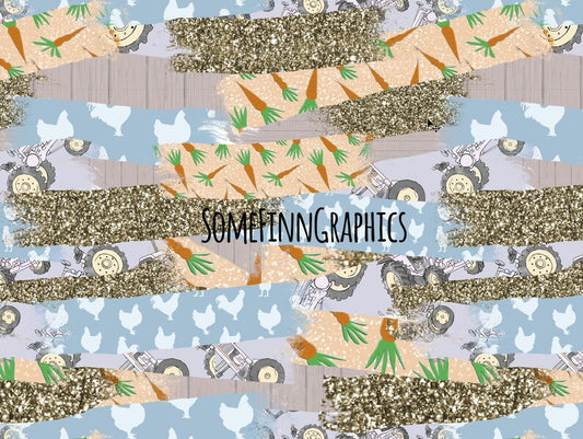 Brush Strokes Farm Life Seamless Design Pattern