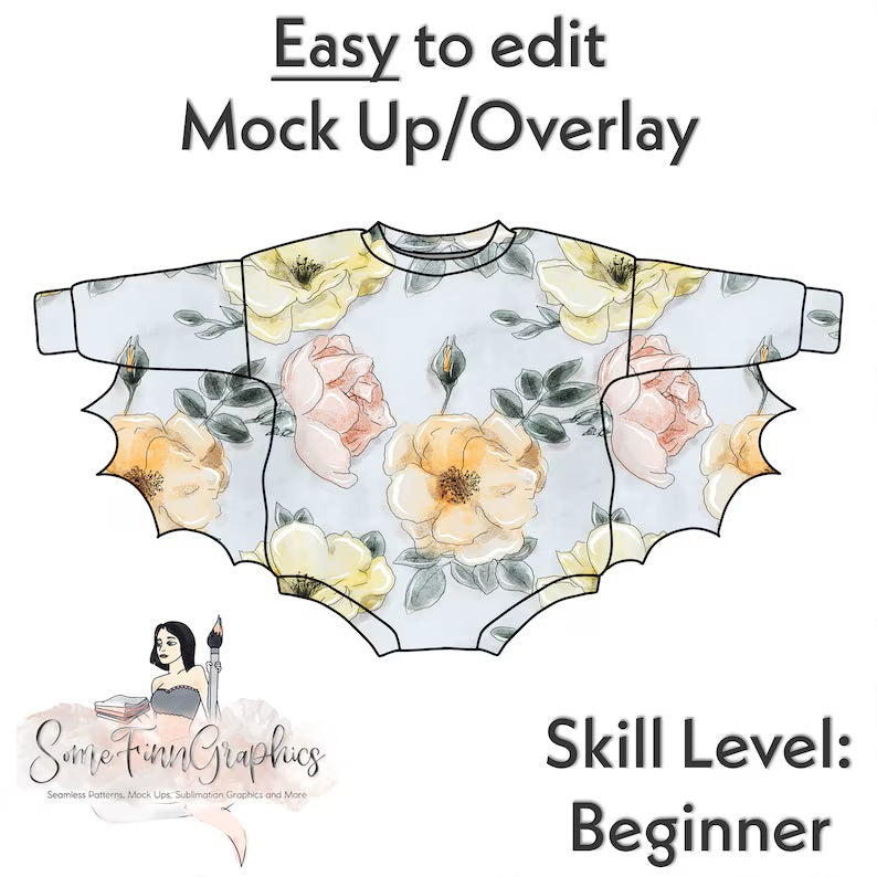 Bat Wing Sweater Romper Mock-Up