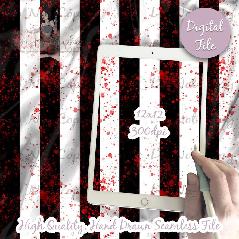 Black and White Bloody Stripes Seamless