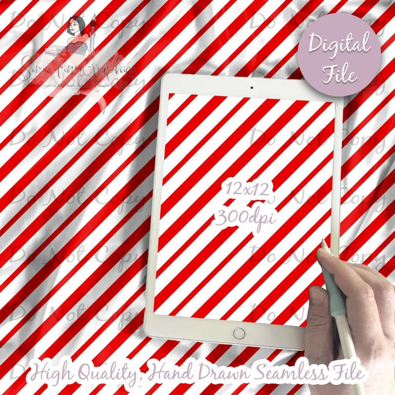 Candy Cane Stripes Seamless 12x12 Digital Paper