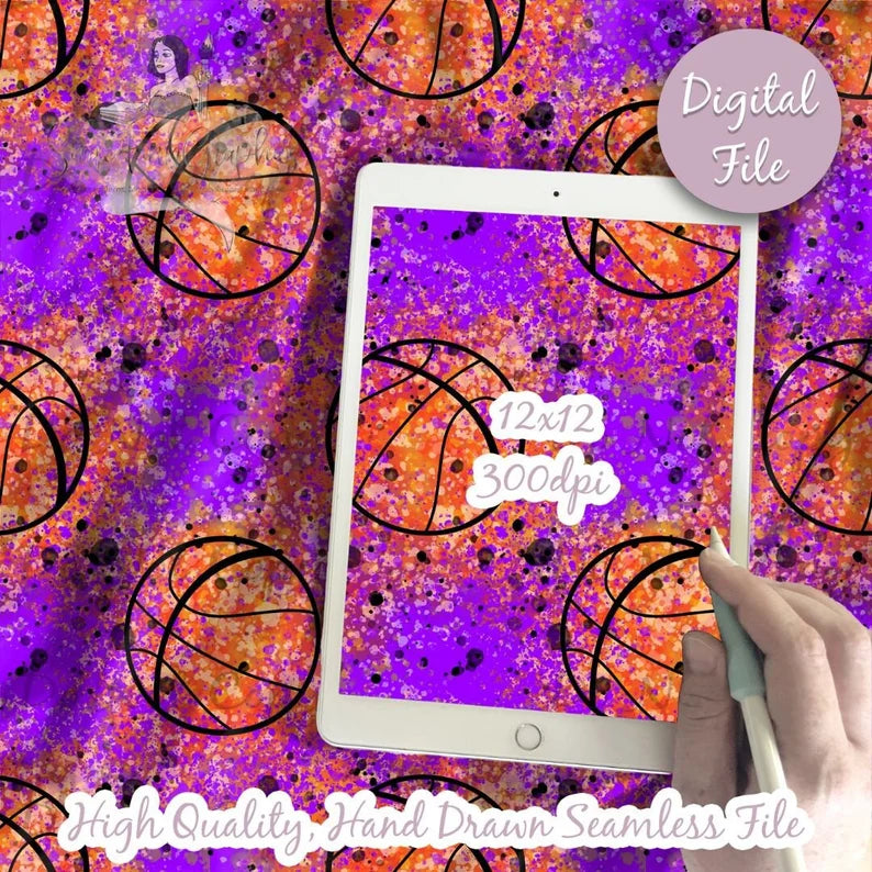 Basketball Neon Splatter Seamless
