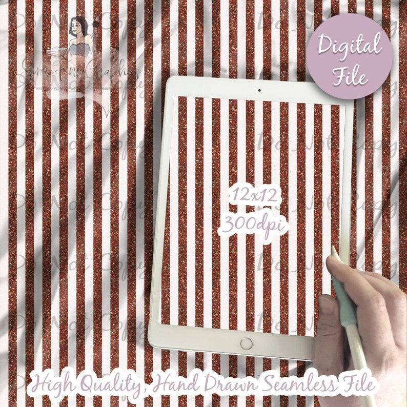 Candy cane Gilitter Red Stripes Digital Paper