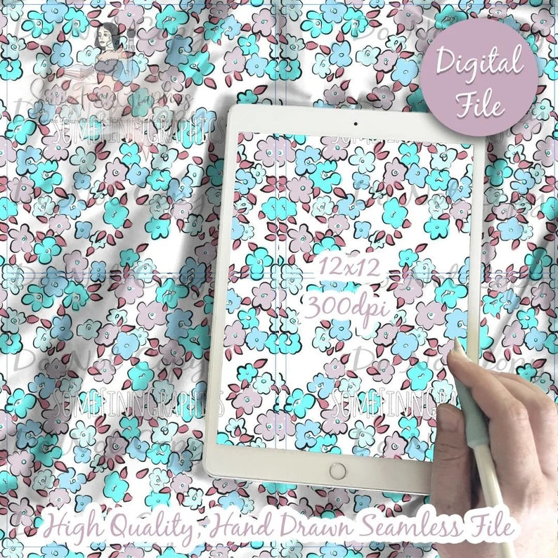 Bold Blue Floral Seamless
