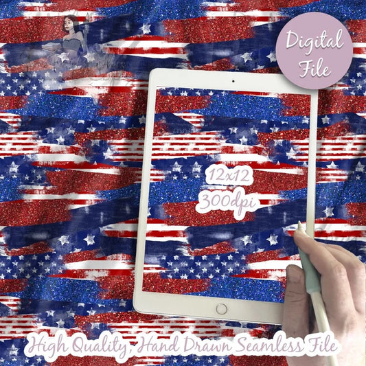 Brush Strokes Military USA Seamless Design Pattern