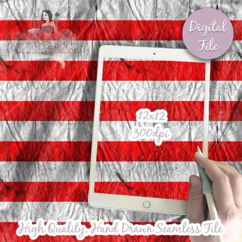 Aged Red and White Stripes Seamless Digital Paper