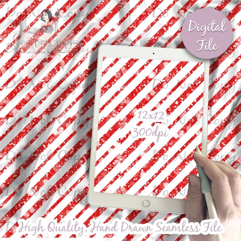 Candy cane and Snow Red Stripes Digital Paper