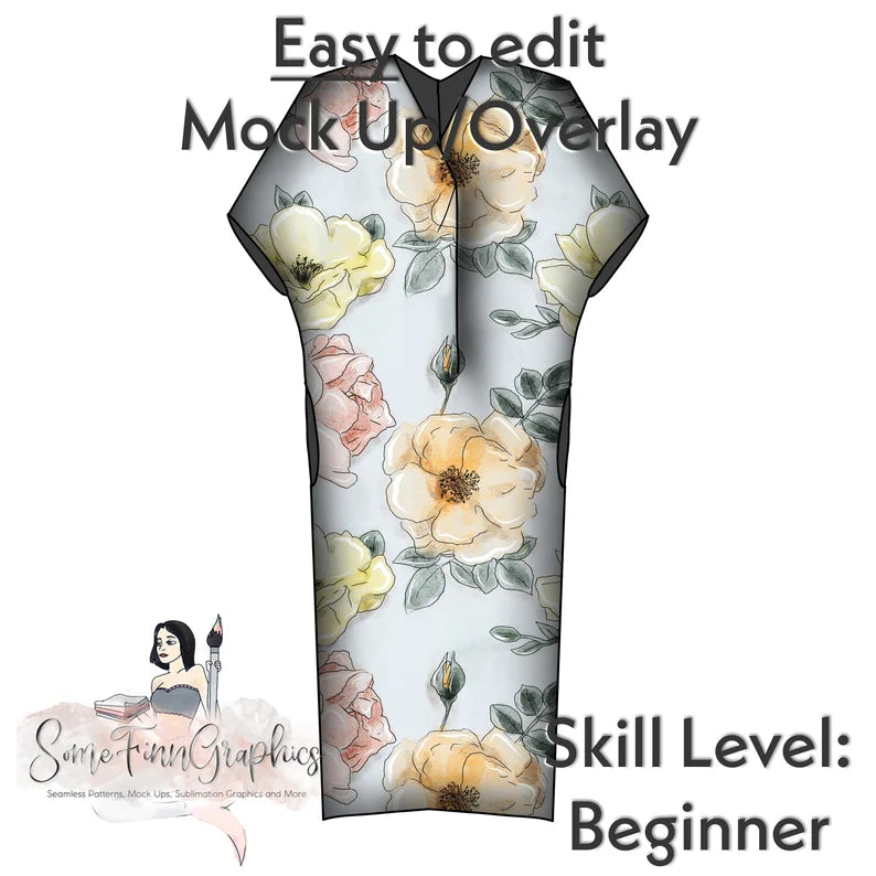 Kaftan Short Sleeve Dress Lined Mock-Up