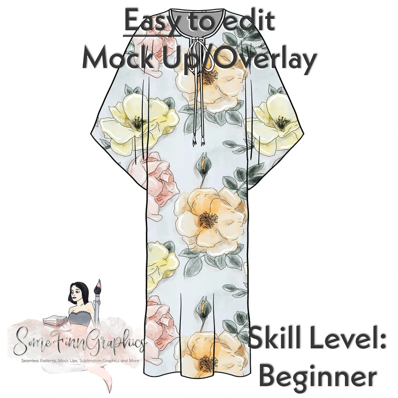Kaftan Short Sleeve Lined Dress Mock-Up