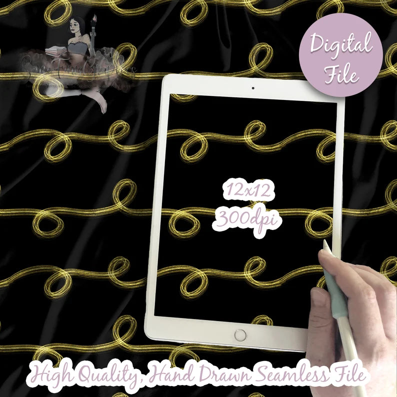 Black and Gold Shiny Looping Stripes Seamless