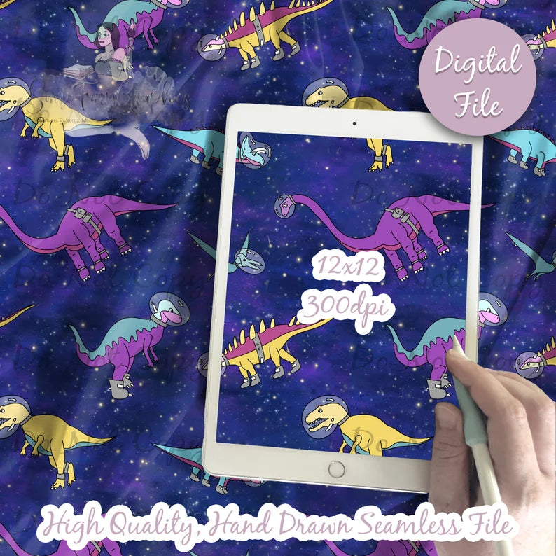 Astronaut Dinosaurs Digital Paper