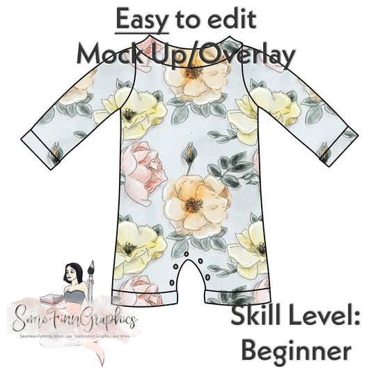 Collared Long Sleeve Romper Mock-Up