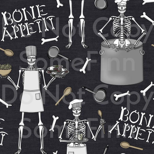 Bone Apetit Punny Skeleton Digital Paper