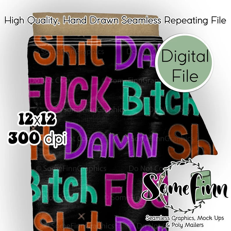 ADULT | Swear, F Bomb in digital embroidery