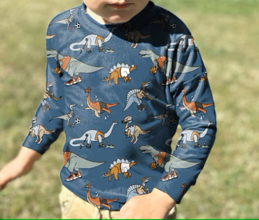 Athletic Dinosaurs Digital Paper Seamless