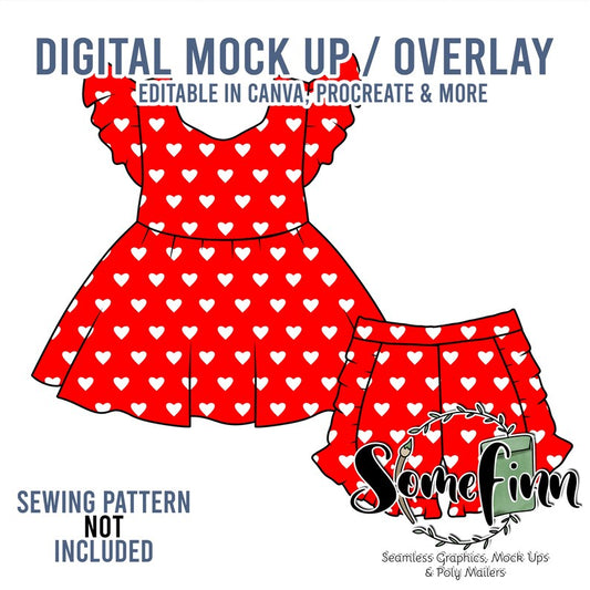 Bow Back Peplum With Ruffle Shorts Mock-Up