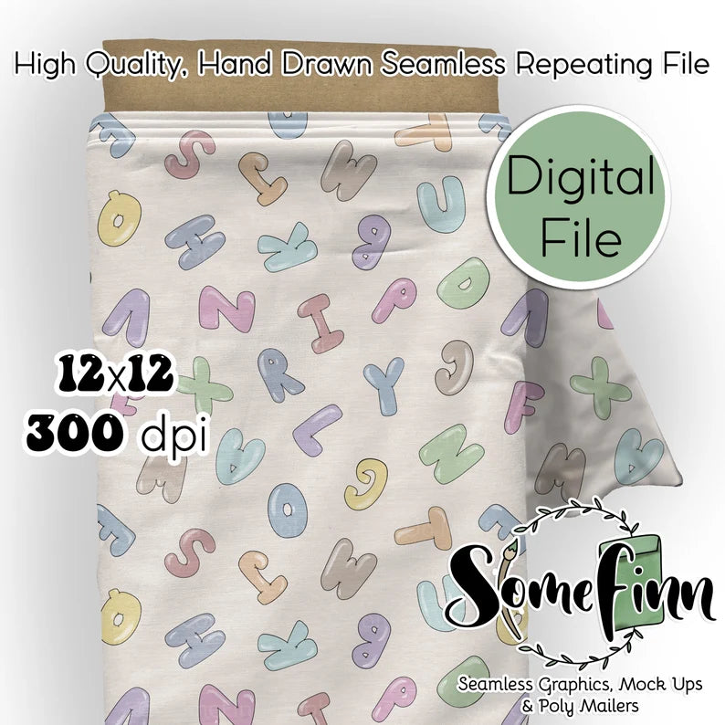 Alphabet Seamless 12x12 Digital Paper| Muted