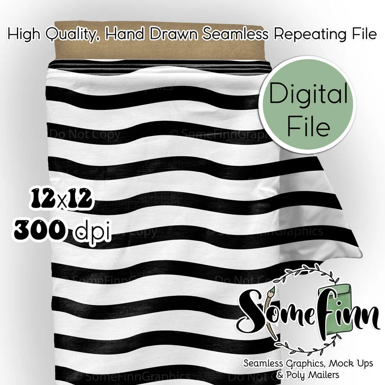 Black and White Wavy Stripes Seamless