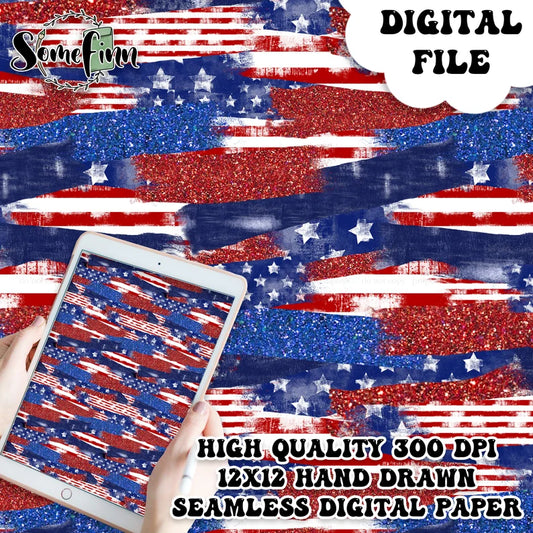 Brush Strokes Military USA Seamless Design Pattern
