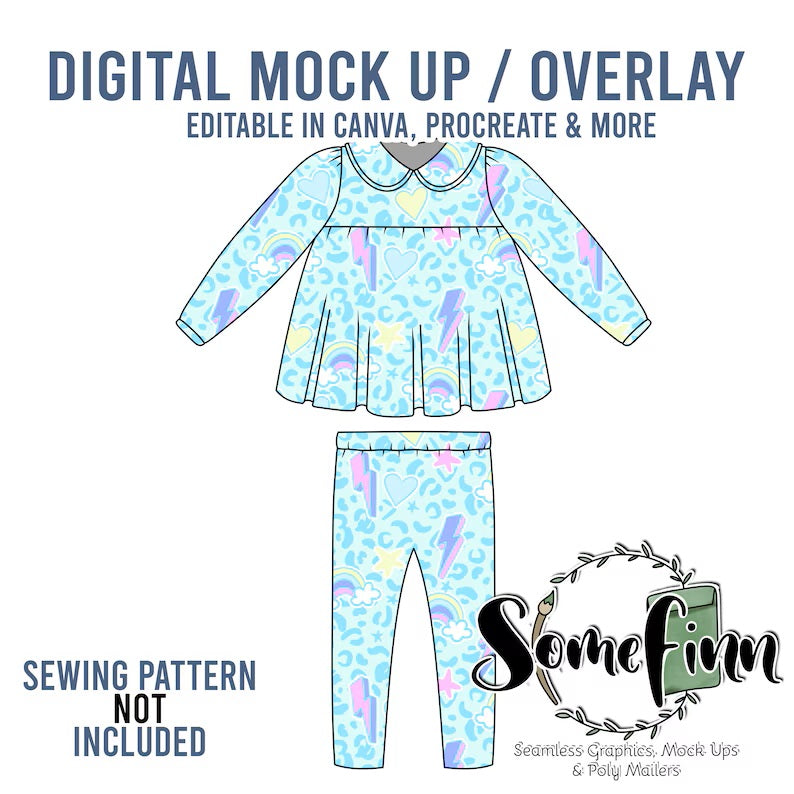 Bibbed Collar Shirt and Pants Mock-Up