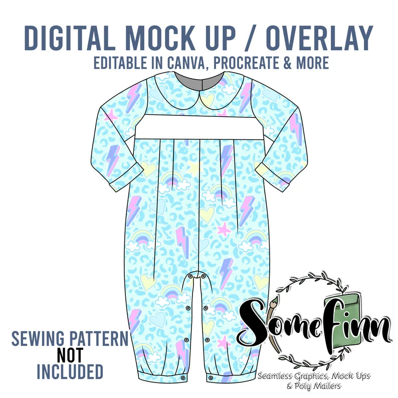 Bibbed Long Sleeve Romper Mock-Up