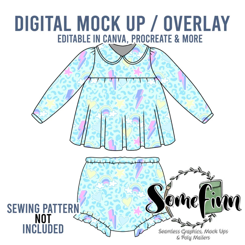 Bibbed Collar Shirt and Bloomies Mock-Up