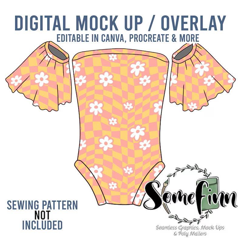 Bodysuit Strapless Flutter Sleeve Mock-Up