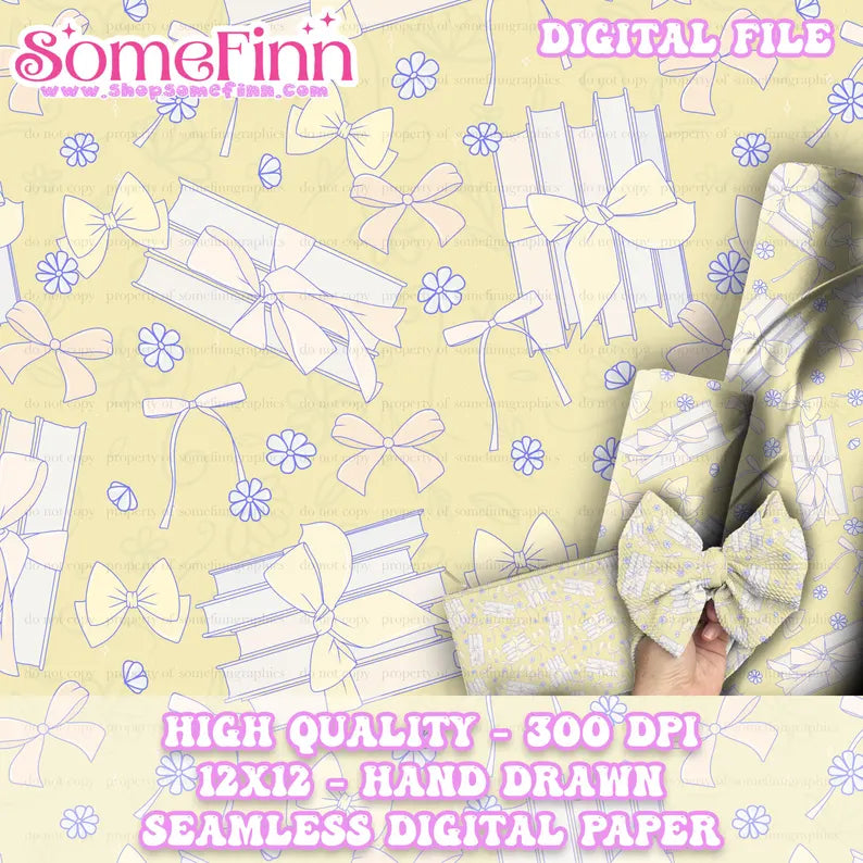 Books and Bows Digital Paper