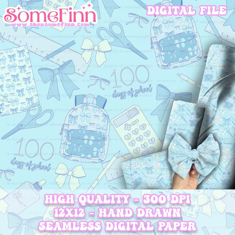 100 Days of School Seamless Pattern