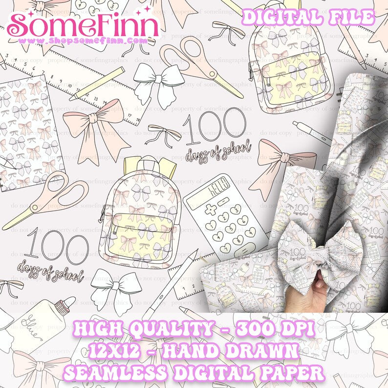 100 Days of School Seamless Pattern