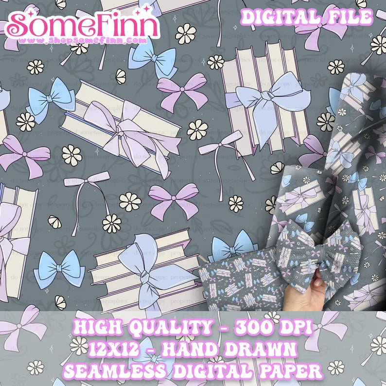 Books and Bows Digital Paper
