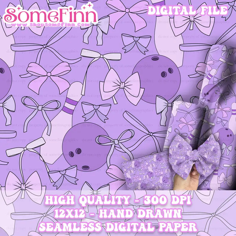 Bowling and Bows Digital Paper