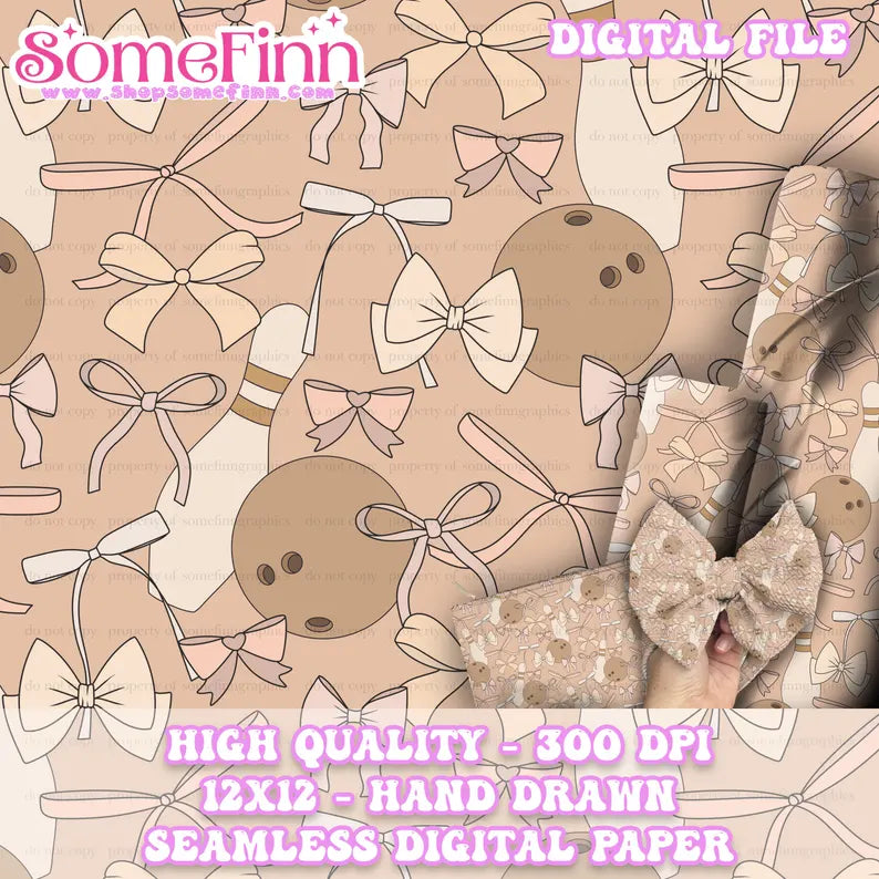 Bowling and Bows Digital Paper