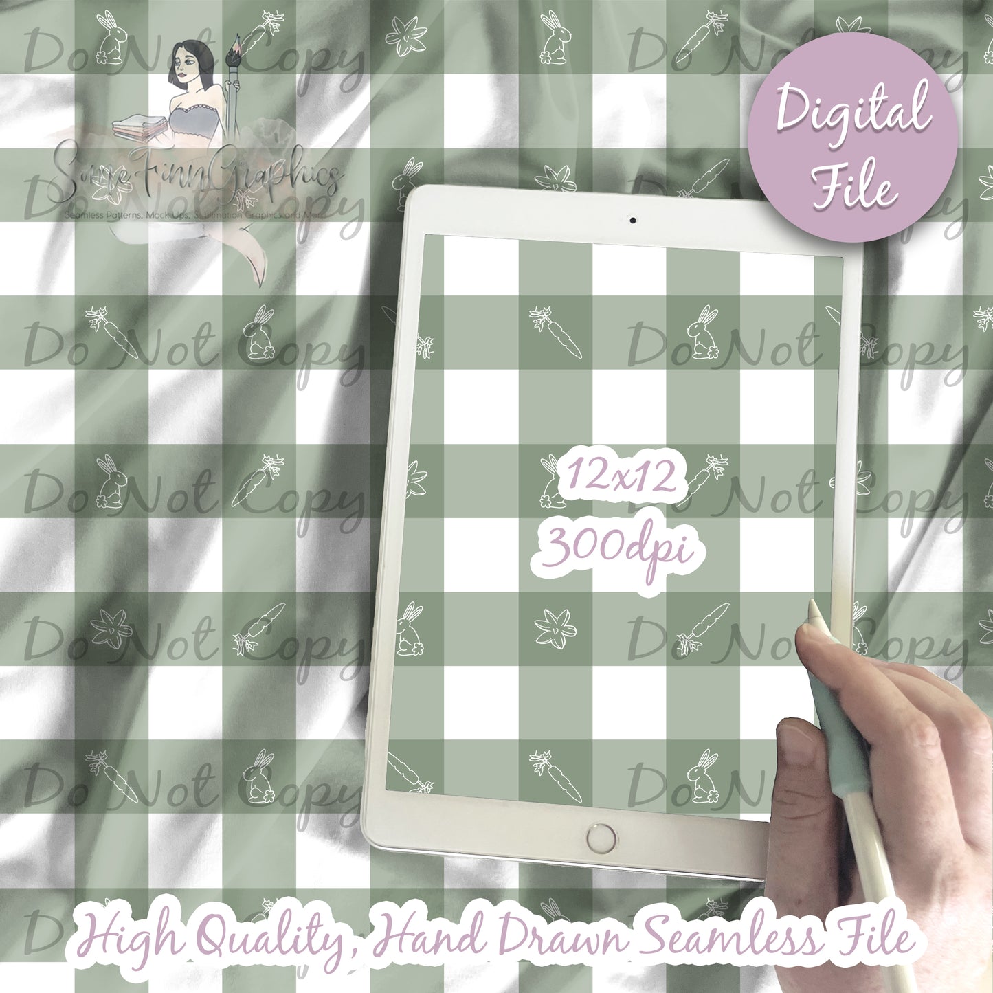 Bunny Gingham Seamless and Graphics