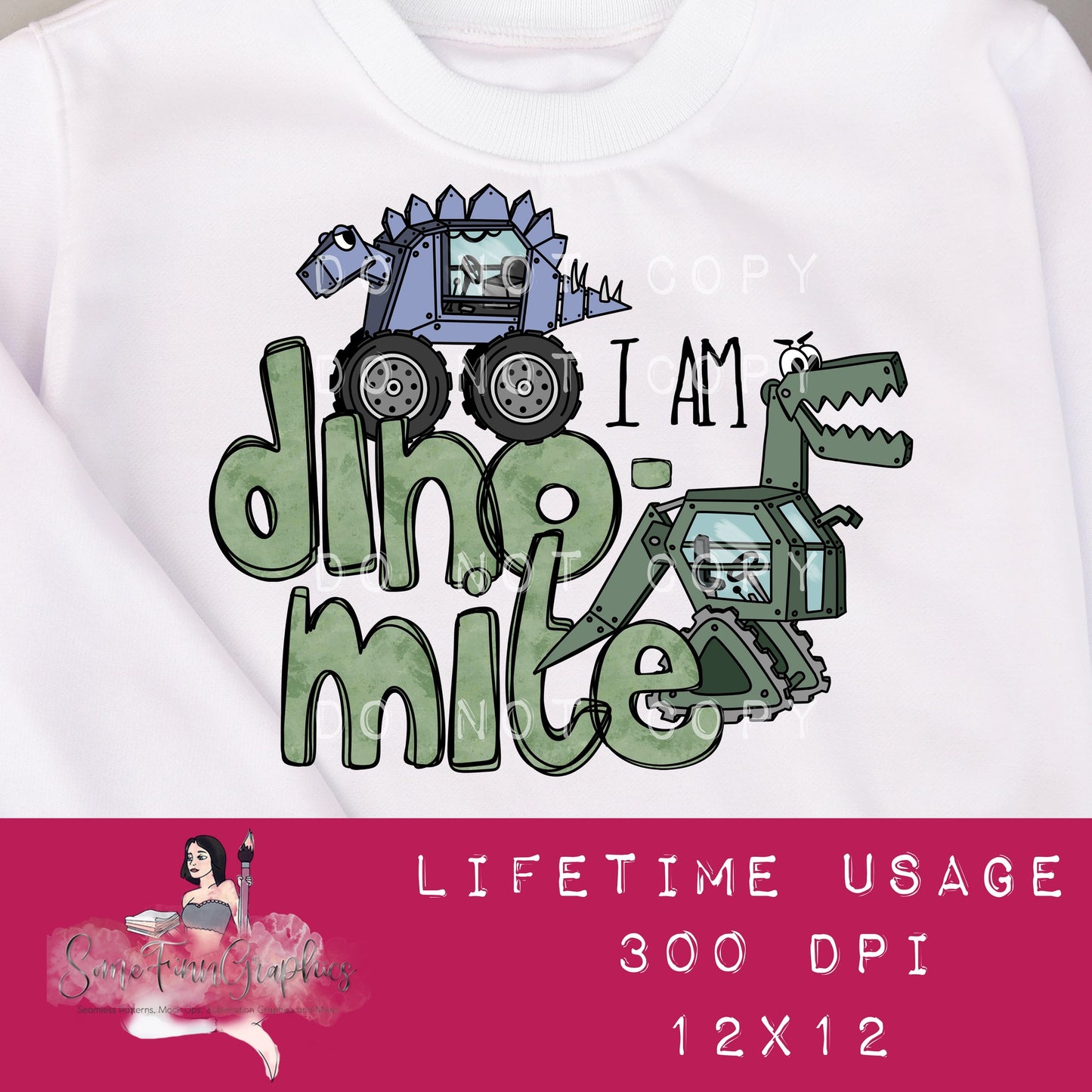 Dinosaur Construction Seamless Design