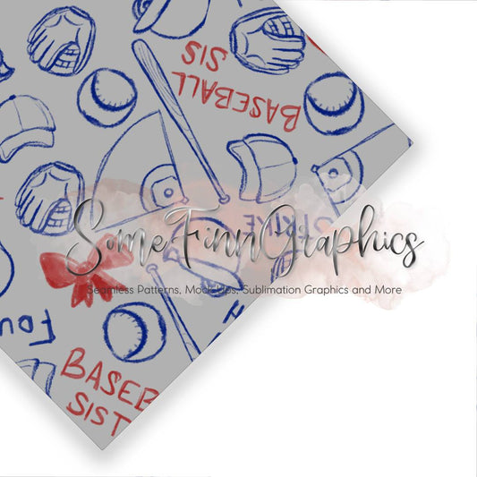 Baseball Sister Seamless Design