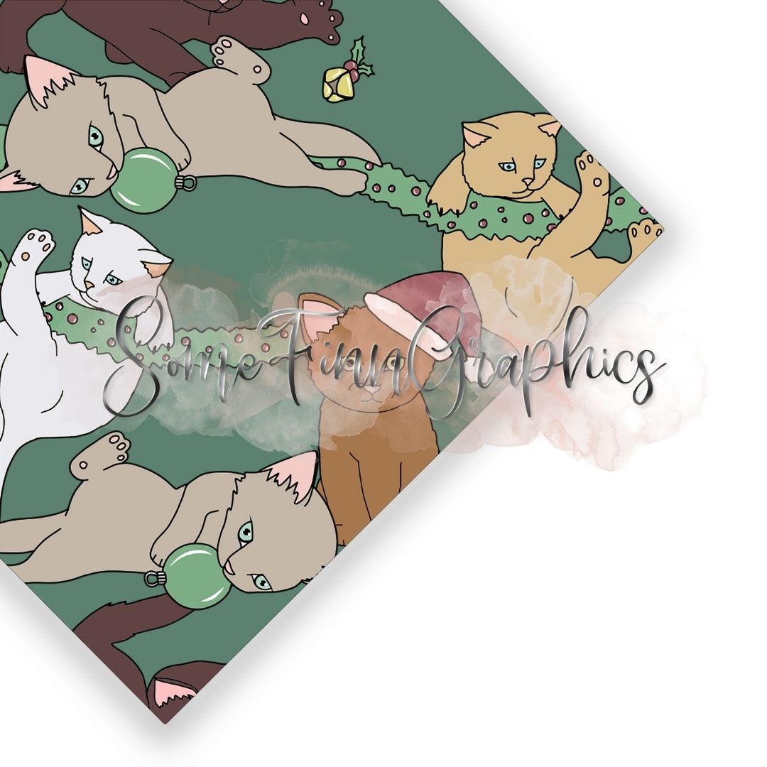 Holiday Kittens Seamless Design