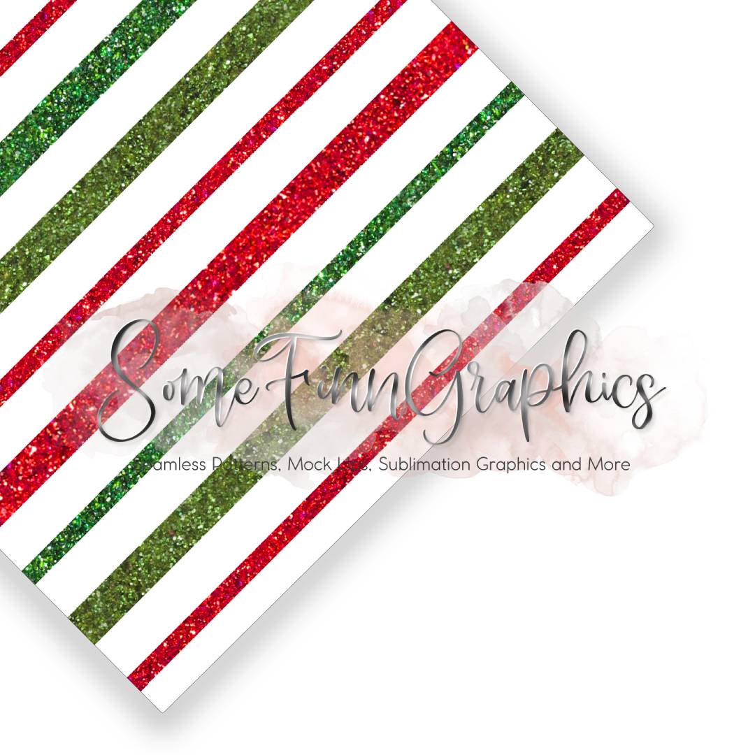 Christmas Glitter Stripes Seamless Design