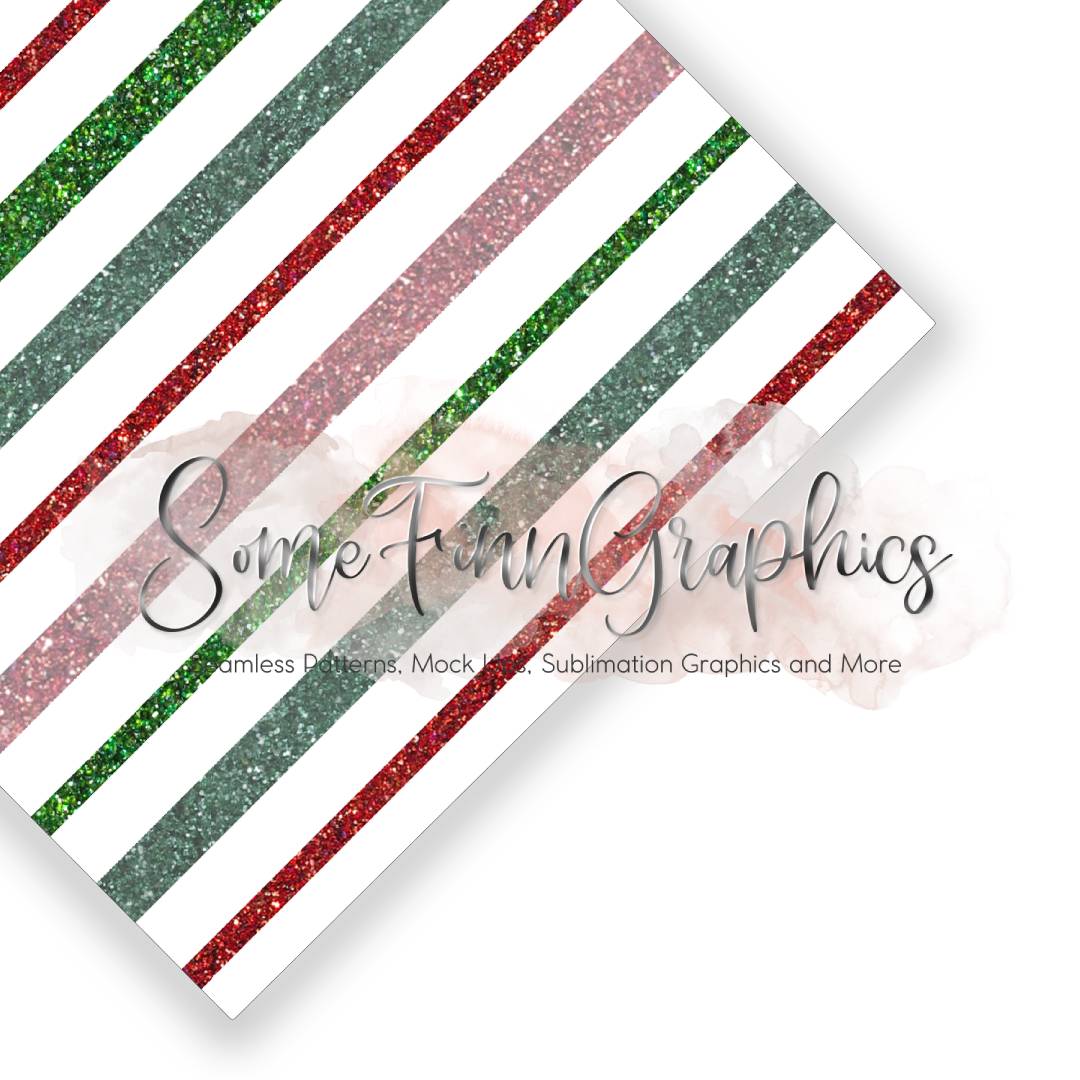 Christmas Glitter Stripes Seamless Design