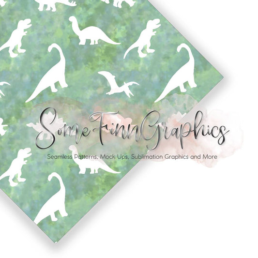 Dinosaur Green Silhouettes Seamless Design
