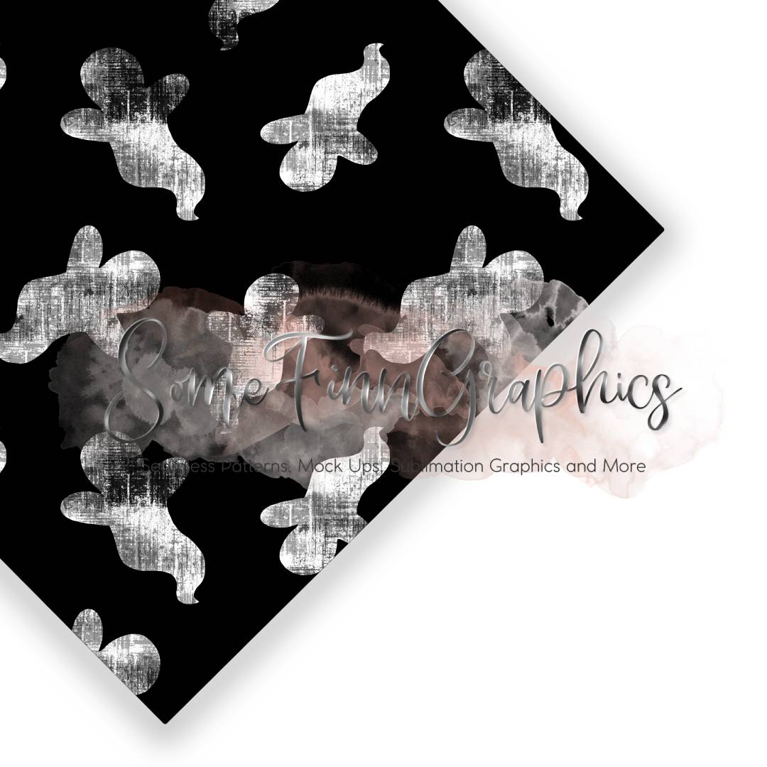 Distressed Pumpkins and Ghosts Seamless Design