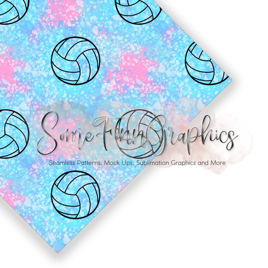 Volleyball Neon Splatter Seamless Design